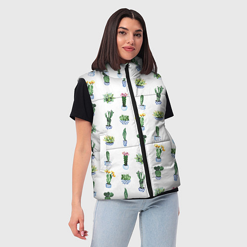 Женский жилет Кактусы / 3D-Черный – фото 3