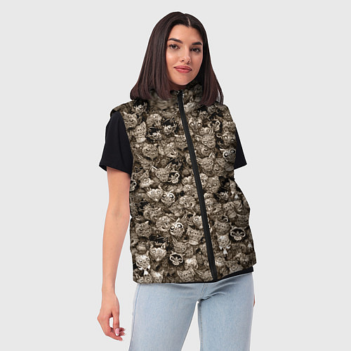 Женский жилет Зомби котики / 3D-Светло-серый – фото 3