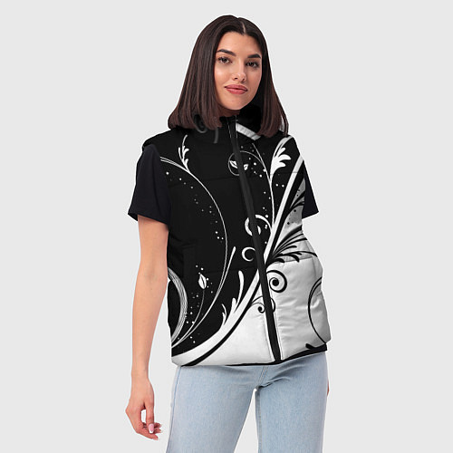 Женский жилет Цветочный узор / 3D-Черный – фото 3