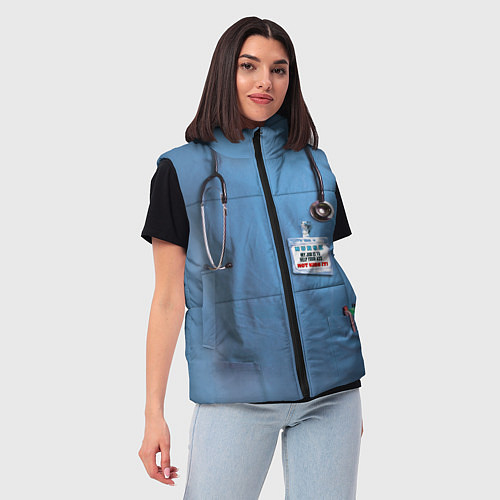 Женский жилет Костюм врача / 3D-Черный – фото 3