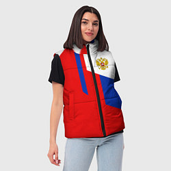 Женский жилет Russia: Geometry Tricolor, цвет: 3D-черный — фото 2
