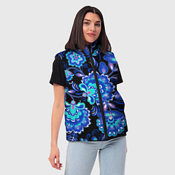 Женский жилет Синяя хохлома, цвет: 3D-черный — фото 2