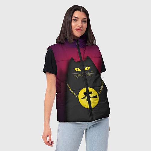 Женский жилет Кот Бегемот / 3D-Светло-серый – фото 3
