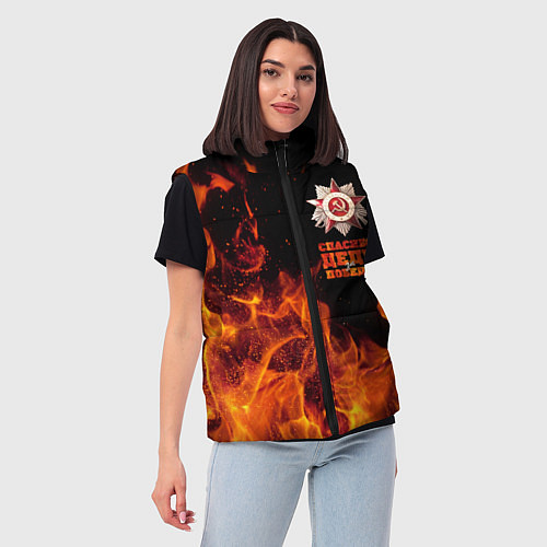 Женский жилет Спасибо деду за Победу - день Победы / 3D-Черный – фото 3