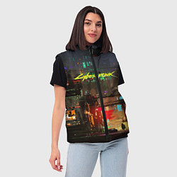 Женский жилет Cyberpunk 2077: Night City, цвет: 3D-светло-серый — фото 2