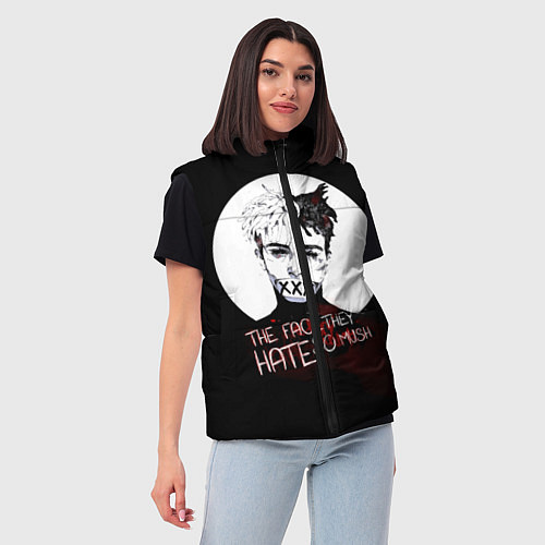 Женский жилет Face they hate so mush / 3D-Светло-серый – фото 3