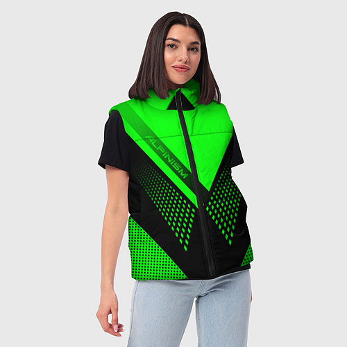 Женский жилет Alpinism: Acid Green / 3D-Красный – фото 3