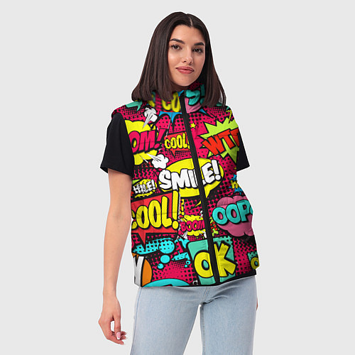 Женский жилет Слова из комиксов / 3D-Черный – фото 3