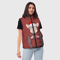 Женский жилет New Year: Pink Piggy, цвет: 3D-черный — фото 2