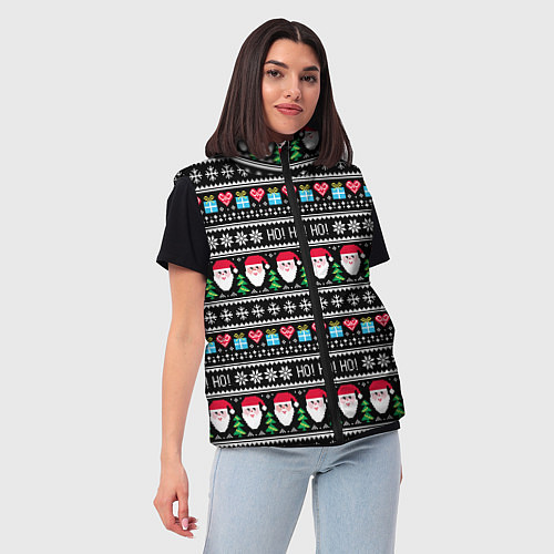 Женский жилет Узор с Сантой / 3D-Светло-серый – фото 3