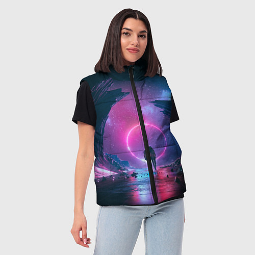 Женский жилет Любовь в космосе / 3D-Черный – фото 3