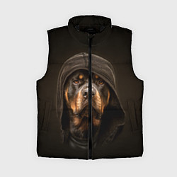 Женский жилет Ротвейлер в капюшоне, цвет: 3D-черный