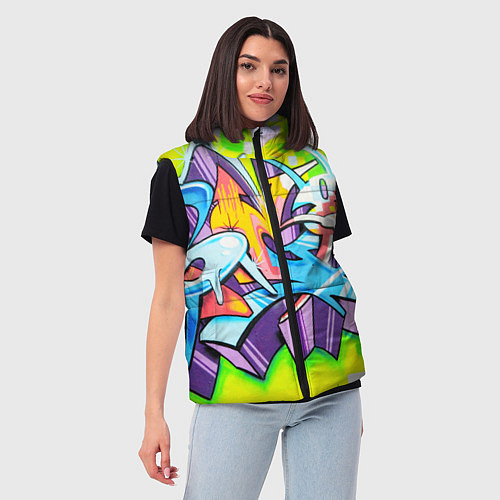 Женский жилет Неоновая кислота / 3D-Черный – фото 3
