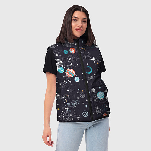 Женский жилет Загадочный космос / 3D-Черный – фото 3