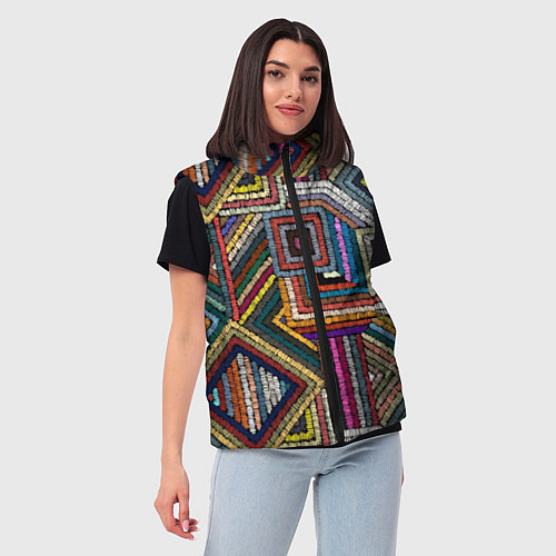 Женский жилет Этнический ковровый орнамент / 3D-Черный – фото 3