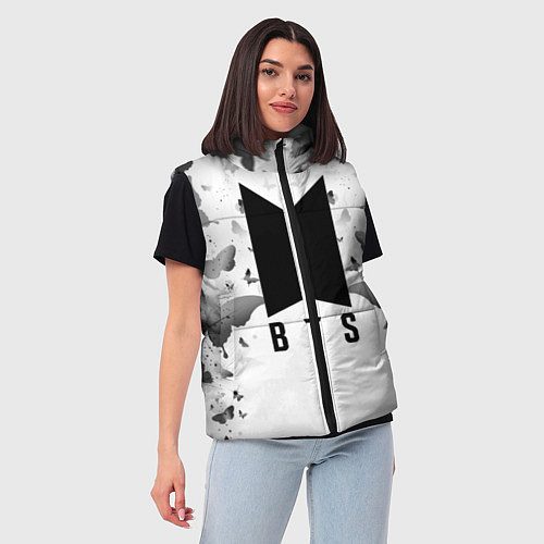 Женский жилет BTS: Grey Butterflies / 3D-Черный – фото 3