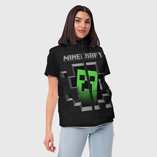 Женский жилет Minecraft Creeper / 3D-Черный – фото 3