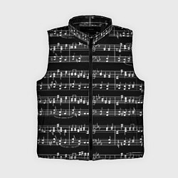 Женский жилет Ноты - белые на черном