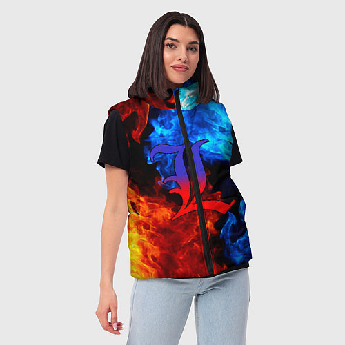 Женский жилет L letter fire / 3D-Черный – фото 3