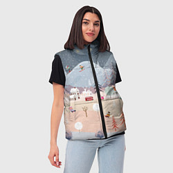 Женский жилет Новогодние каникулы, цвет: 3D-черный — фото 2