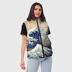 Женский жилет Kanagawa Wave Art, цвет: 3D-светло-серый — фото 2