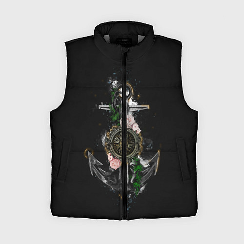 Женский жилет Якорь с компасом и цветами / 3D-Светло-серый – фото 1