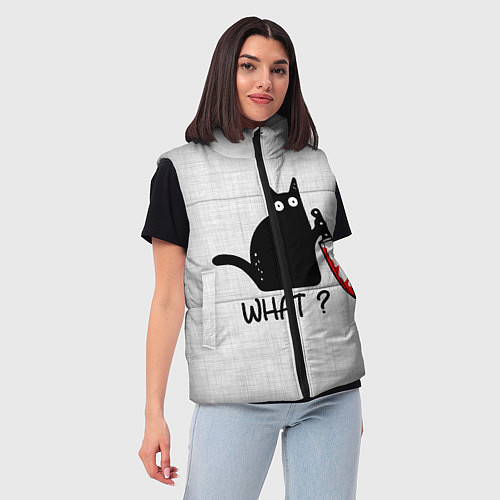 Женский жилет What cat / 3D-Черный – фото 3