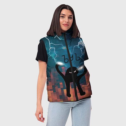 Женский жилет ЪУЪ Молнии / 3D-Черный – фото 3