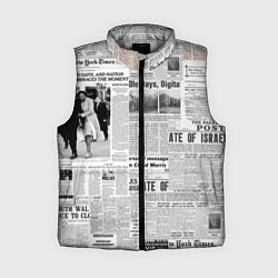 Женский жилет Газета Newspaper, цвет: 3D-светло-серый