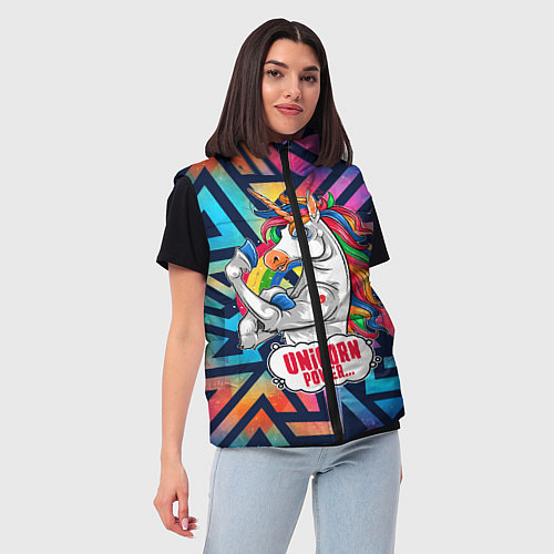 Женский жилет Unicorn Power Единорог / 3D-Черный – фото 3