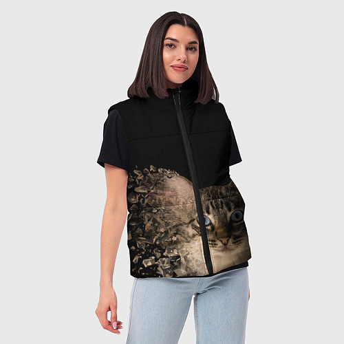 Женский жилет Disintegrating Cat / 3D-Светло-серый – фото 3