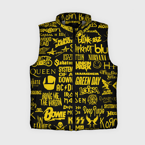 Женский жилет Логотипы рок групп GOLD / 3D-Светло-серый – фото 1