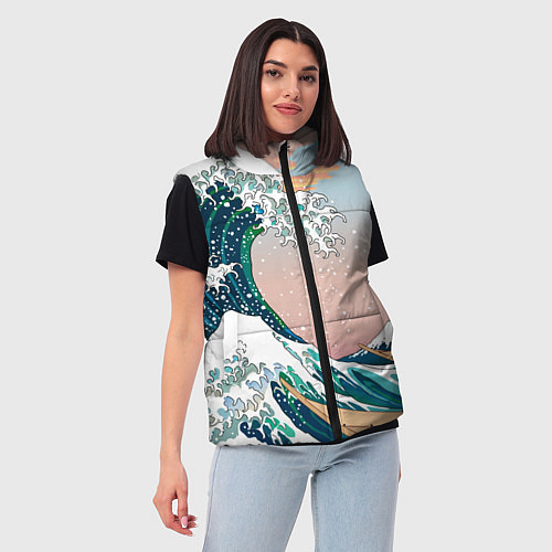 Женский жилет Большая волна в канагаве / 3D-Красный – фото 3