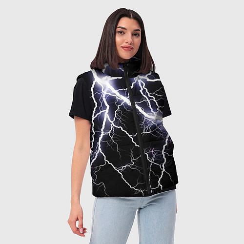 Женский жилет Молния / 3D-Черный – фото 3