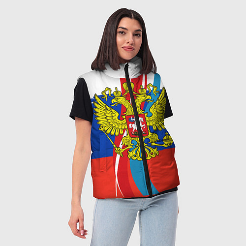 Женский жилет Герб России / 3D-Черный – фото 3