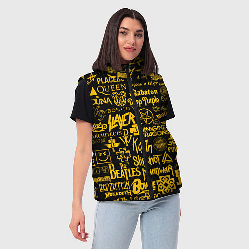 Женский жилет ЛОГОТИПЫ РОК ГРУПП / 3D-Красный – фото 3