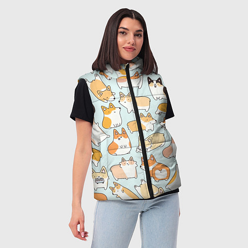 Женский жилет Милые корги / 3D-Черный – фото 3