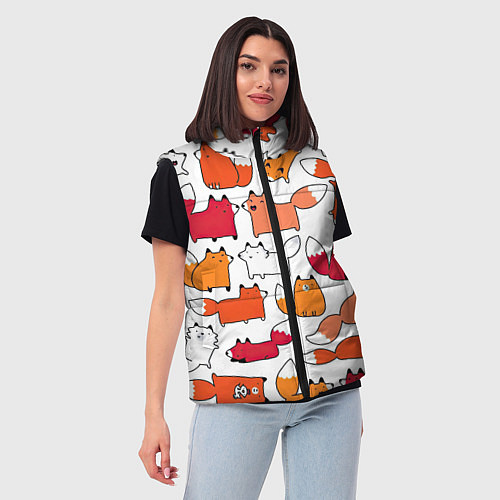 Женский жилет Милые лисы / 3D-Черный – фото 3