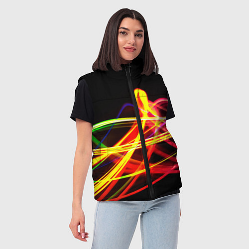 Женский жилет АБСТРАКТНЫЕ ЛУЧИ / 3D-Красный – фото 3