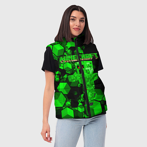 Женский жилет Minecraft / 3D-Черный – фото 3