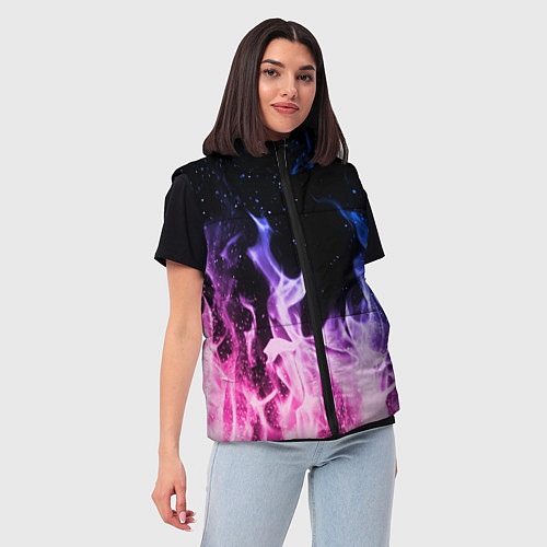 Женский жилет НЕОНОВЫЙ ОГОНЬ / 3D-Черный – фото 3