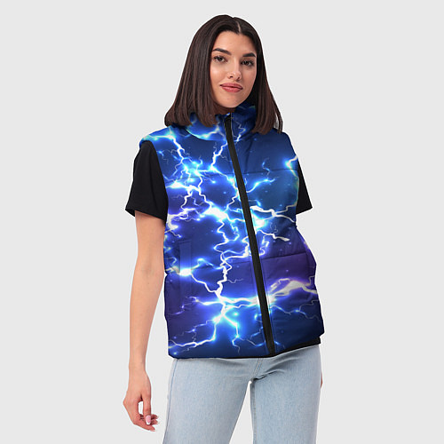 Женский жилет СВЕТЯЩИЕСЯ МОЛНИИ / 3D-Черный – фото 3