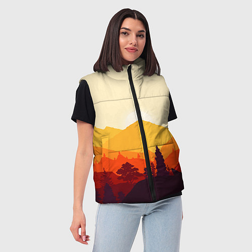 Женский жилет Горы закат пейзаж лиса арт / 3D-Светло-серый – фото 3