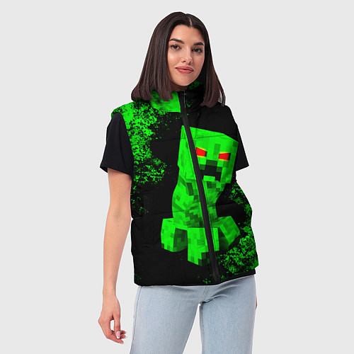 Женский жилет MINECRAFT CREEPER / 3D-Светло-серый – фото 3