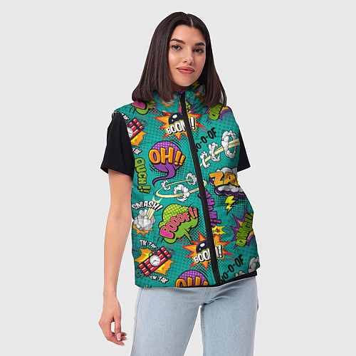 Женский жилет Pop art comics / 3D-Черный – фото 3