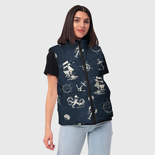 Женский жилет Nautical art / 3D-Черный – фото 3
