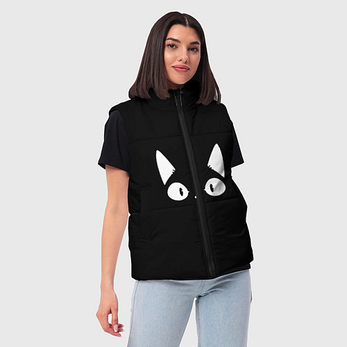 Женский жилет Кошачья мордочка / 3D-Черный – фото 3