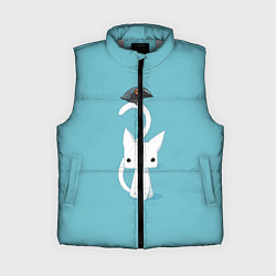 Женский жилет Белый котик и воробушек, цвет: 3D-светло-серый