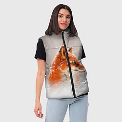 Женский жилет Лиса и снег, цвет: 3D-красный — фото 2