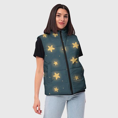 Женский жилет Звезды / 3D-Черный – фото 3